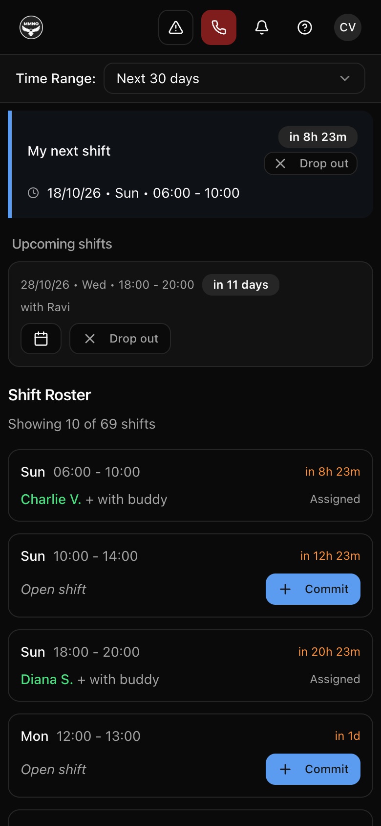 Night Owls on a phone: a volunteer’s next shift, and the roster to commit to